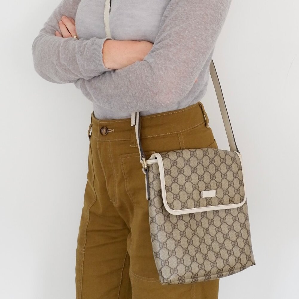 Authentic Preowned Gucci White GG Canvas Crossbody Bag